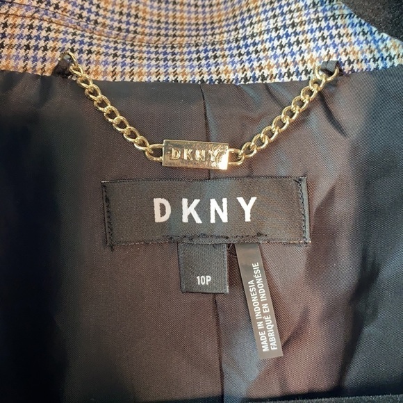DKNY Houndstooth Collarless Blazer Jacket - Picture 6 of 9